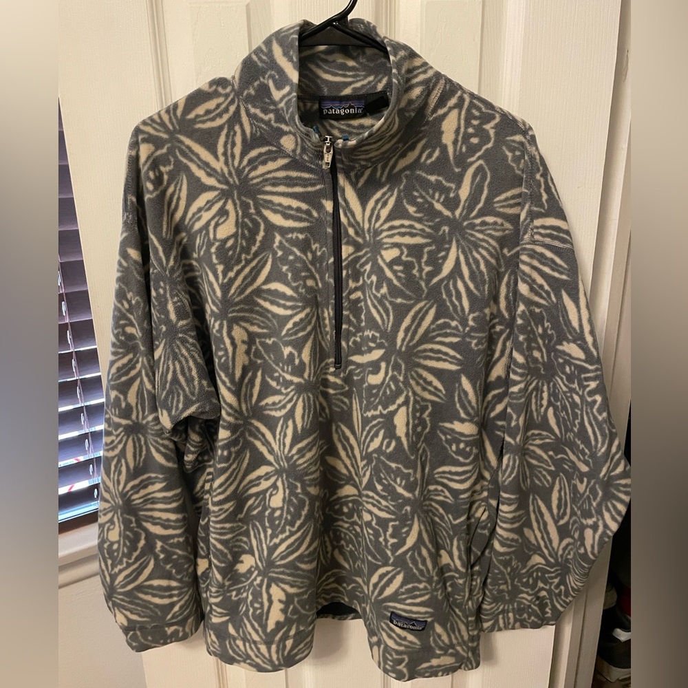 Vintage Patagonia Synchilla Fleece Zip Up Hibiscus Hawaiian Mens Large